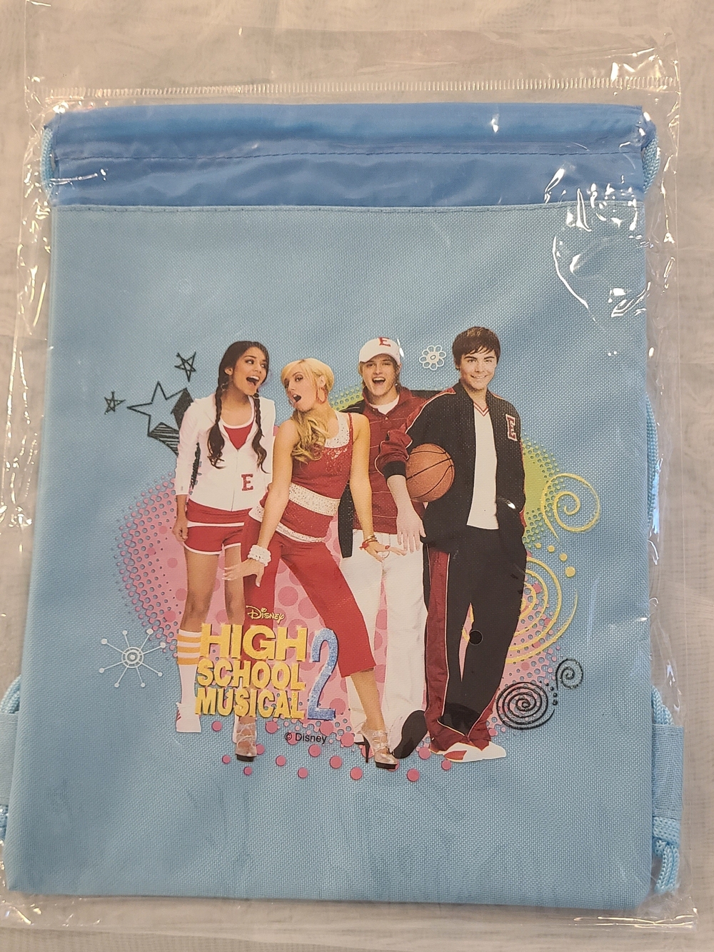 Disney Light Blue High School Musical 2 Character Drawstring Bag